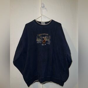 Vintage Deer Embroidered Sweatshirt
